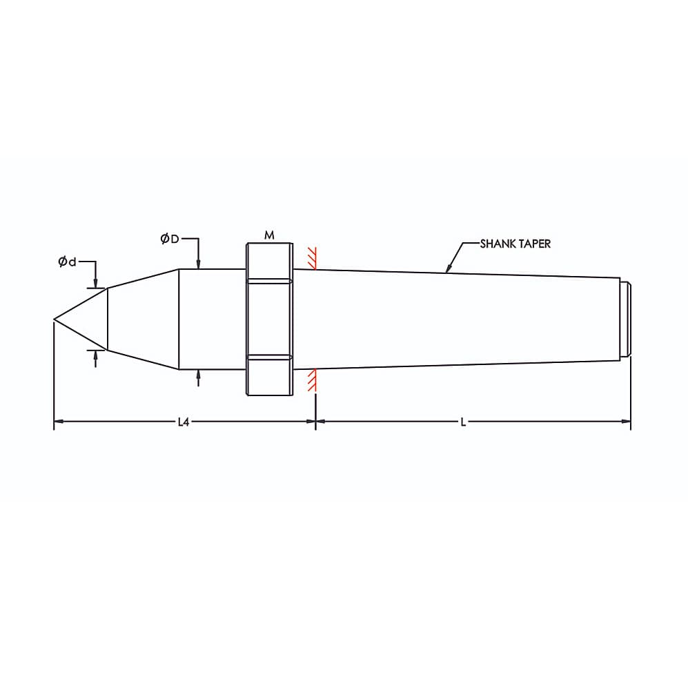 Tooltech MT-2 CNC Extended Dead Centre (With Draw Off Nut)