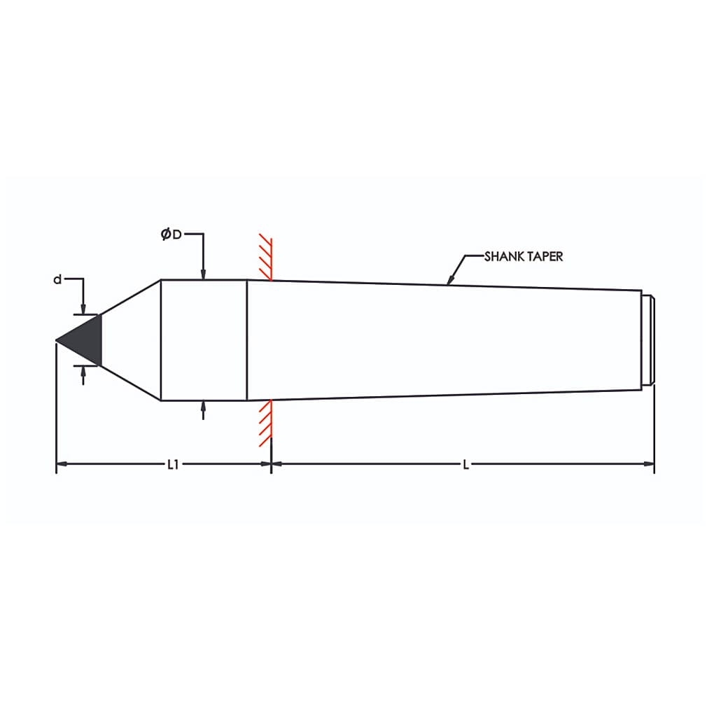 Tooltech MT-1 / 5 mm Tip Diameter Carbide Tipped Dead Centre