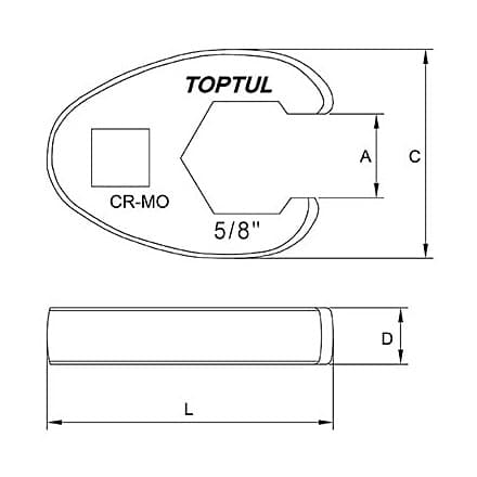 Toptul 3/4 Inch / 3/8 Inch Sq. Drive (6 PT) Flare Nut Crowfoot Wrench, AFAV1224 — view 2