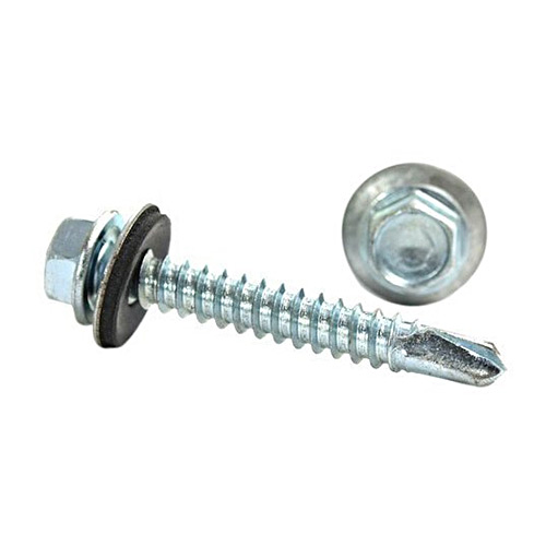 Pentagon 5.5 x 100 mm - 12 x 100 (12 x 4") Hexagonal Head Self Drilling Screw with Metal Bonded EPDM Washer (Pack of 100 Pcs)