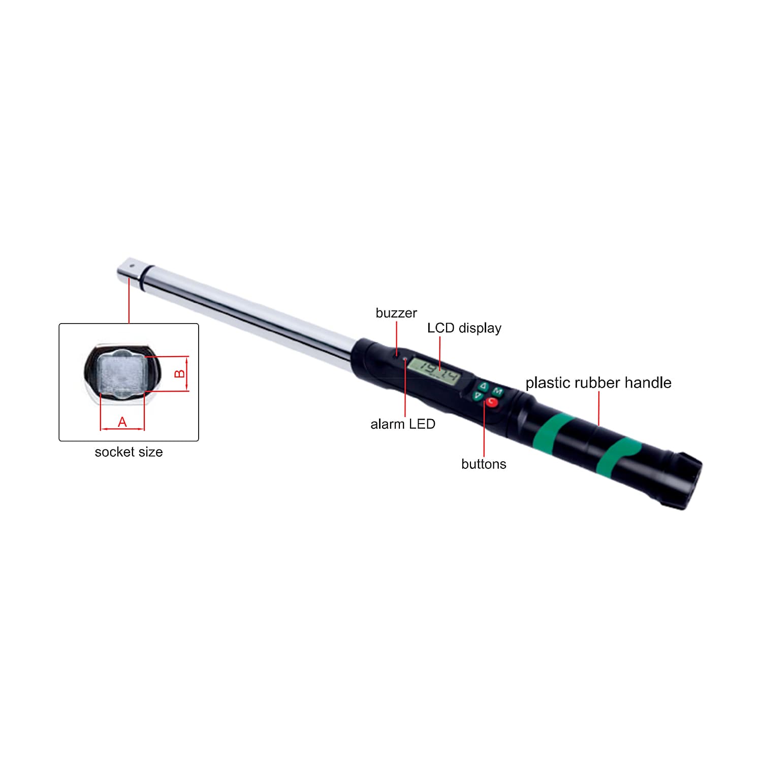 Insize 10 - 100 Nm Interchangeable Head Digital Torque Wrench (Basic Type), IST-34W100 — view 2