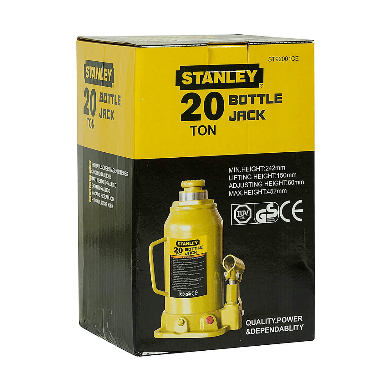 Stanley 20 Ton Capacity Hydraulic Bottle Jack, ST92001CE — view 3
