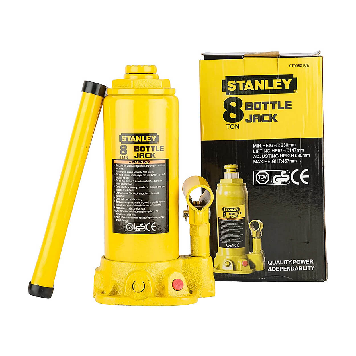 Stanley 8 Ton Capacity Hydraulic Bottle Jack, ST90801CE — view 3