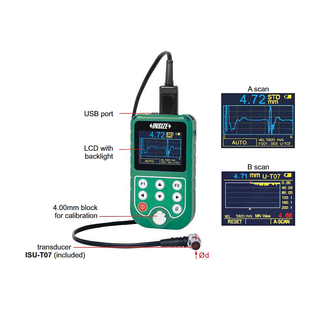 Insize 1.5 - 200 mm Ultrasonic Thickness Gauge, ISU-720D — view 2