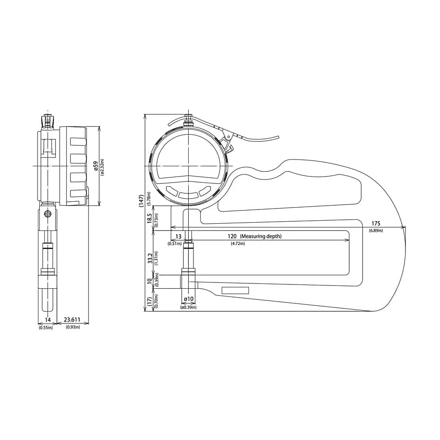 Mitutoyo 10 mm / 0.4 inch Absolute Digital Thickness Gauge (Deep Throat), 547-320A — view 5