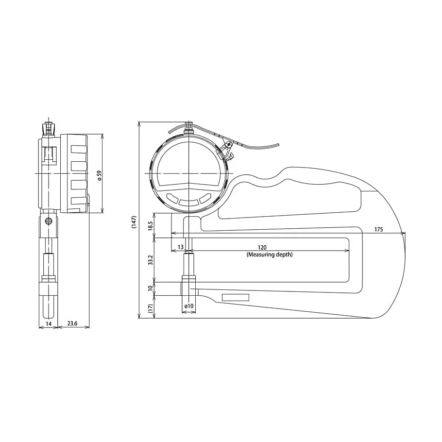 Mitutoyo 0 - 10 mm Absolute Digital Thickness Gauge (Deep Throat), 547-321A — view 5