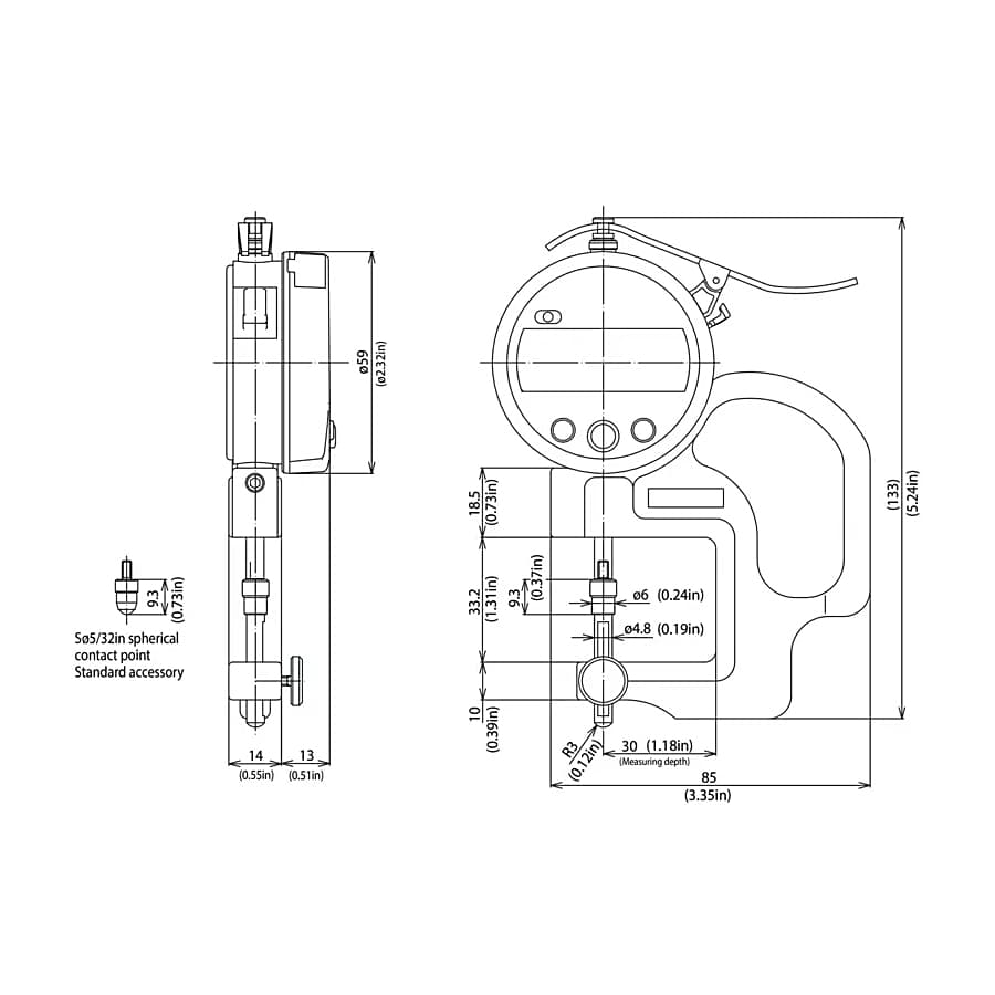 Mitutoyo 12 mm / 0.47 inch Absolute Digital Lens Thickness Gauge, 547-512A — view 5