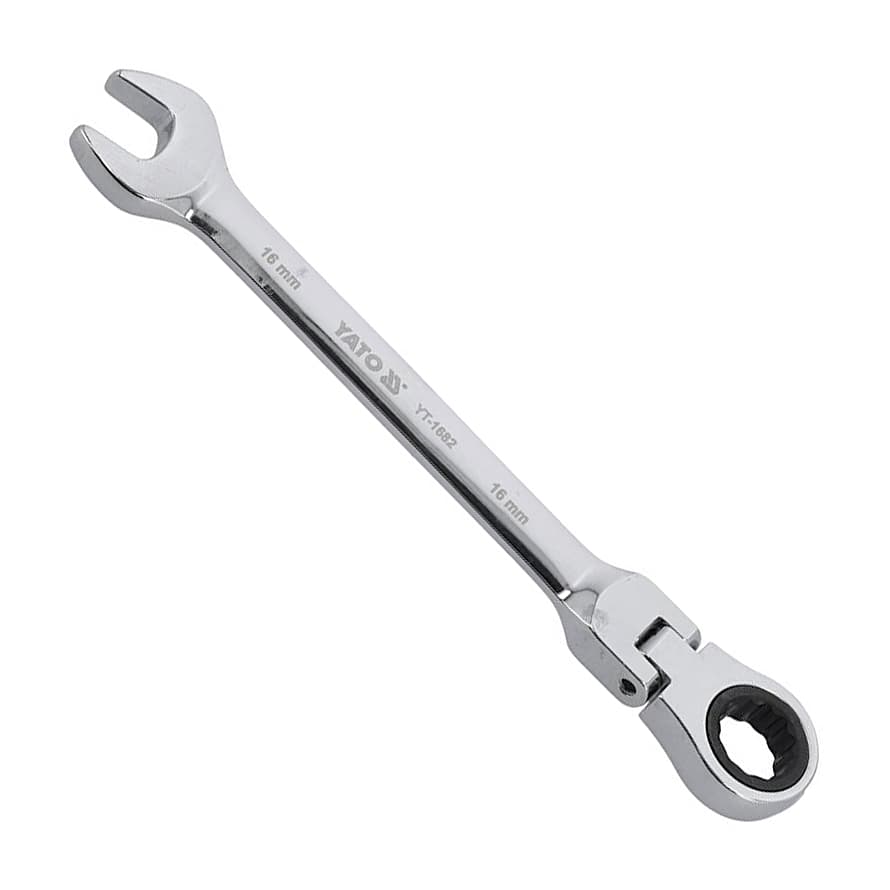 Yato 16 mm Flexible Ratchet Combination Spanner, YT-1682