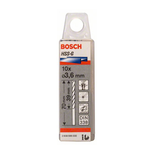 Bosch 3.60 x 70 mm HSS Metal Drill Bits (Pack of 10 Pcs), 2 608 595 332 — view 2