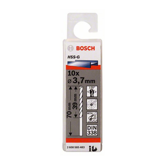 Bosch 3.70 x 70 mm HSS Metal Drill Bits (Pack of 10 Pcs), 2 608 585 483