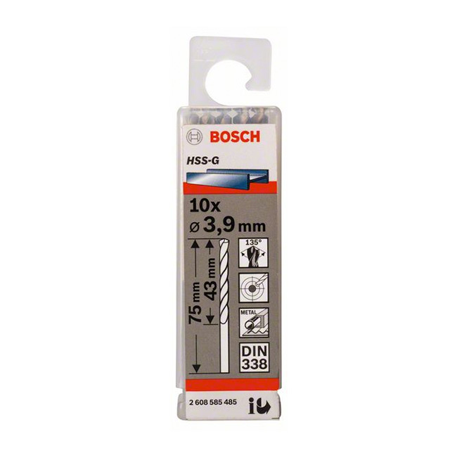 Bosch 3.90 x 75 mm HSS Metal Drill Bits (Pack of 10 Pcs), 2 608 585 485 — view 2
