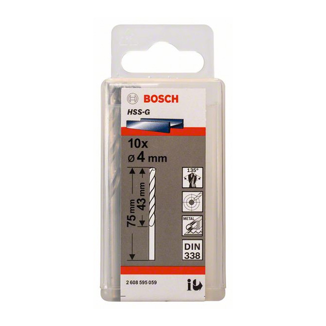 Bosch 4.00 x 75 mm HSS Metal Drill Bits (Pack of 10 Pcs), 2 608 595 059 — view 2