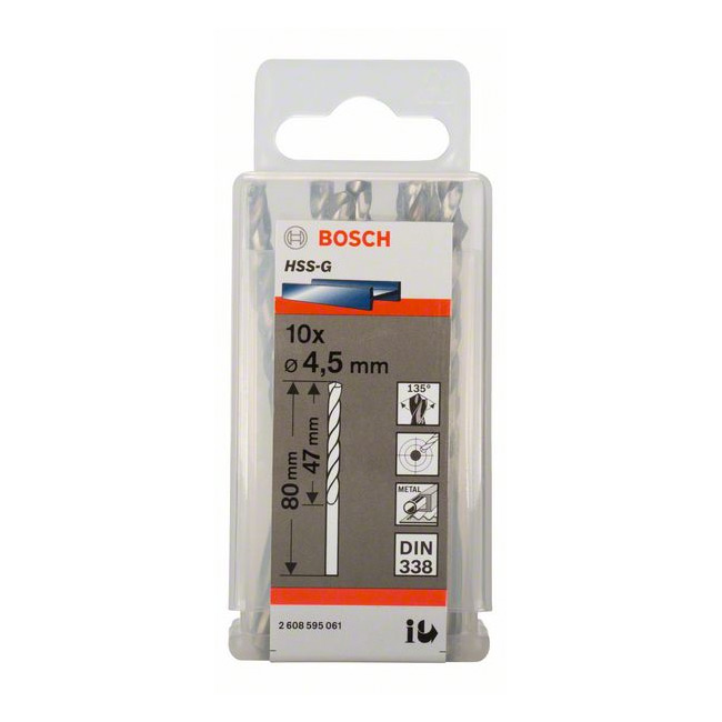 Bosch 4.50 x 80 mm HSS Metal Drill Bits (Pack of 10 Pcs), 2 608 595 061 — view 2