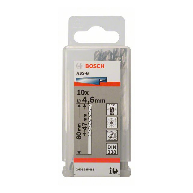 Bosch 4.60 x 80 mm HSS Metal Drill Bits (Pack of 10 Pcs), 2 608 585 488 — view 2
