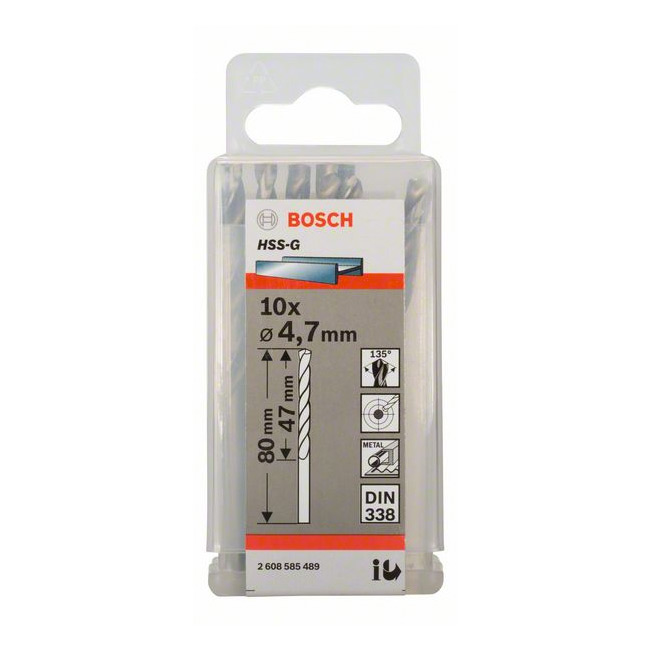Bosch 4.70 x 80 mm HSS Metal Drill Bits (Pack of 10 Pcs), 2 608 585 489 — view 2
