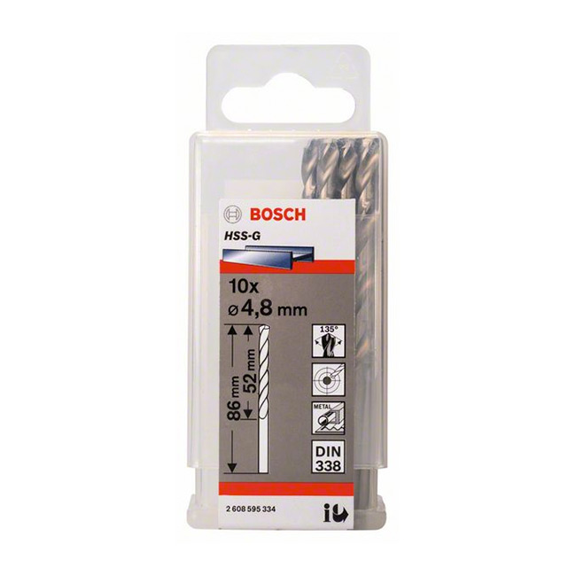 Bosch 4.80 x 86 mm HSS Metal Drill Bits (Pack of 10 Pcs), 2 608 595 334 — view 2