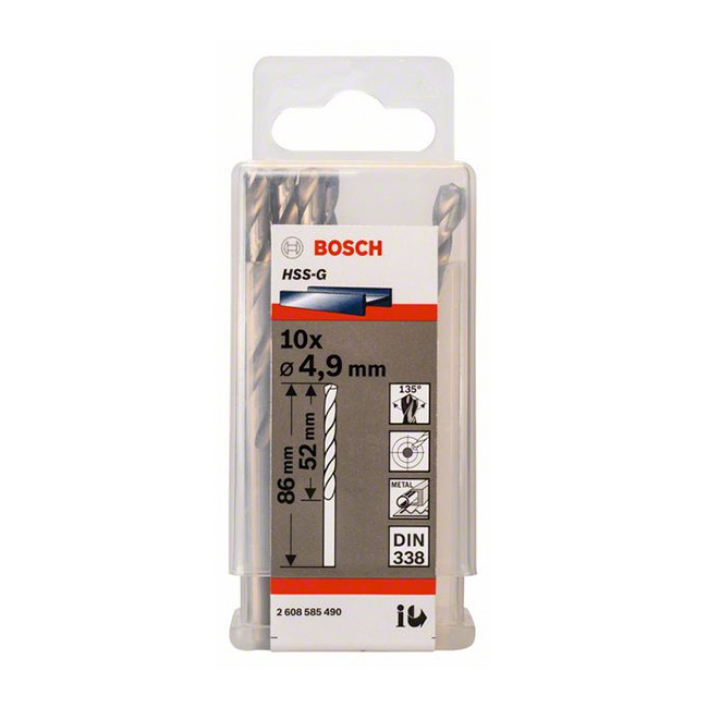 Bosch 4.90 x 86 mm HSS Metal Drill Bits (Pack of 10 Pcs), 2 608 585 490 — view 2