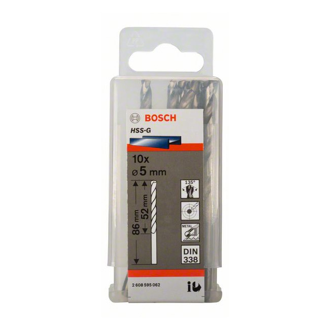 Bosch 5.00 x 86 mm HSS Metal Drill Bits (Pack of 10 Pcs), 2 608 595 062 — view 2