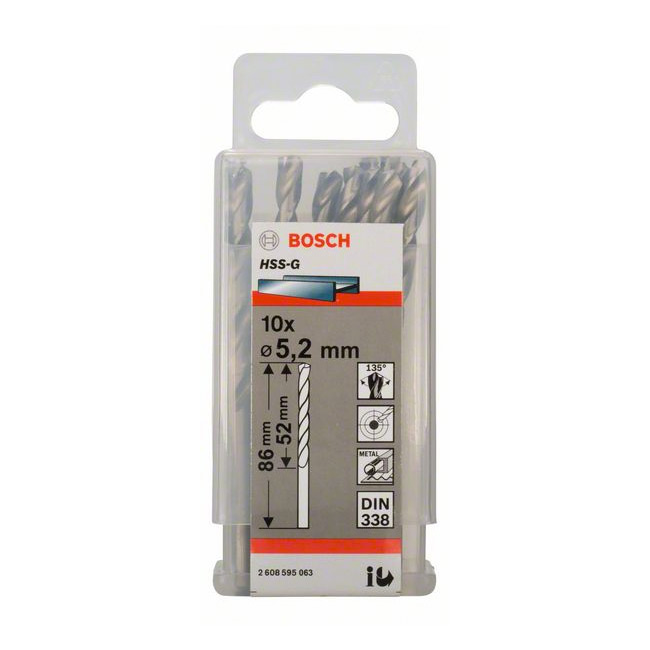 Bosch 5.20 x 86 mm HSS Metal Drill Bits (Pack of 10 Pcs), 2 608 595 063 — view 2
