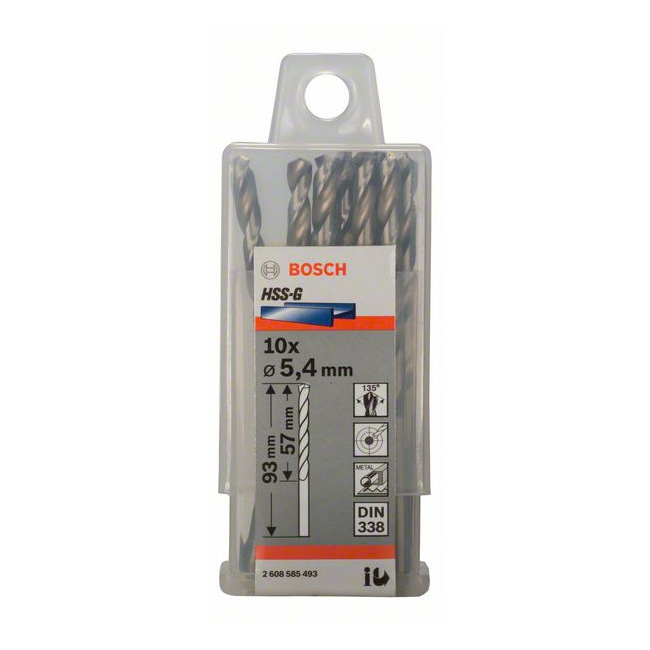 Bosch 5.40 x 93 mm HSS Metal Drill Bits (Pack of 10 Pcs), 2 608 585 493 — view 2