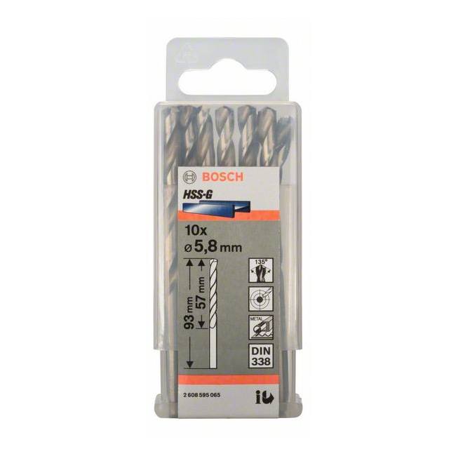 Bosch 5.80 x 93 mm HSS Metal Drill Bits (Pack of 10 Pcs), 2 608 595 065 — view 2