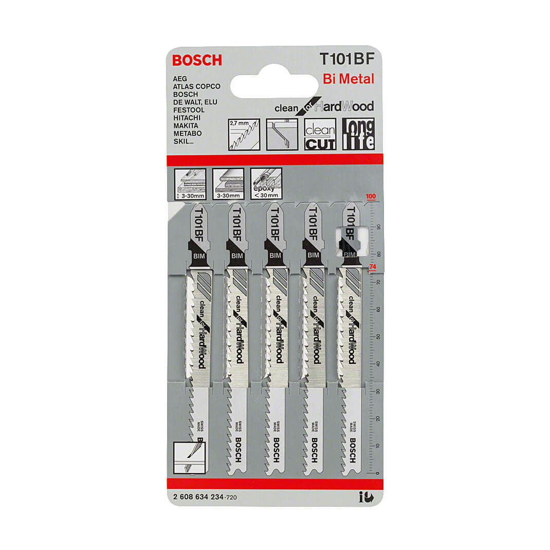 Bosch 100 mm Jigsaw Blades Clean for Hard Wood (T 101 BF), 2 608 634 234 — view 2