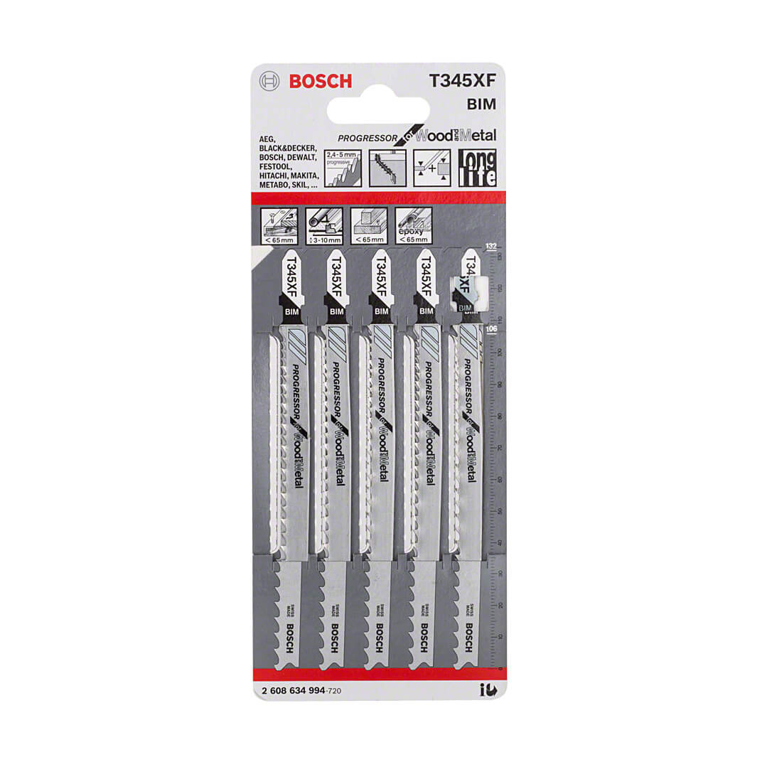 Bosch 132 mm Jigsaw Blades Progressor for Wood & Metal (T 345 XF), 2 608 634 994 — view 2