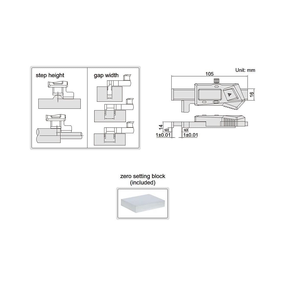 Insize 0 - 12 mm / 0.5 inch Digital Step & Gap Gage, 2168-12 — view 3
