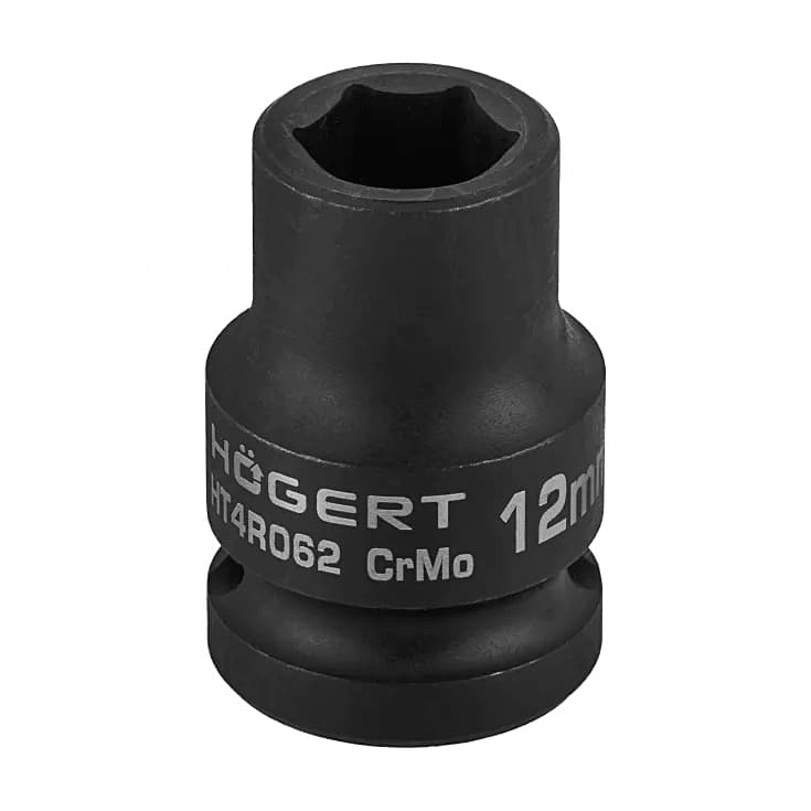 Hogert 12 mm 1/2" Sq. Drive Short Impact Socket, HT4R062