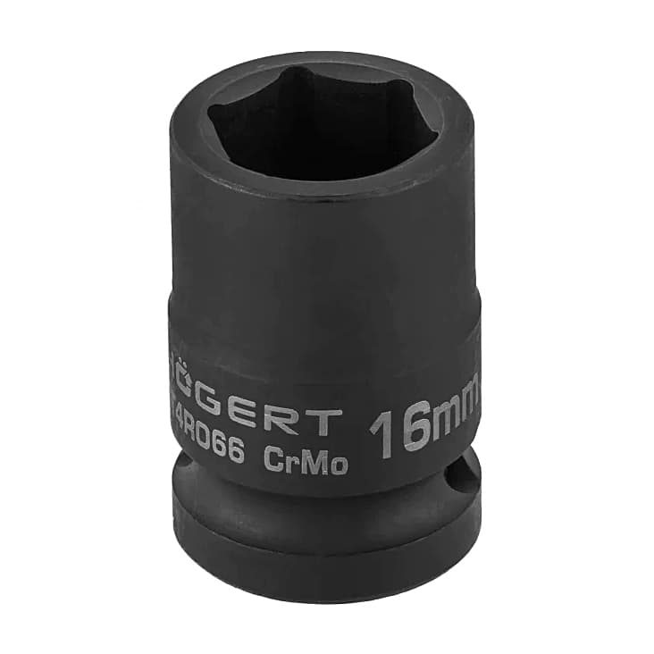 Hogert 16 mm 1/2" Sq. Drive Short Impact Socket, HT4R066