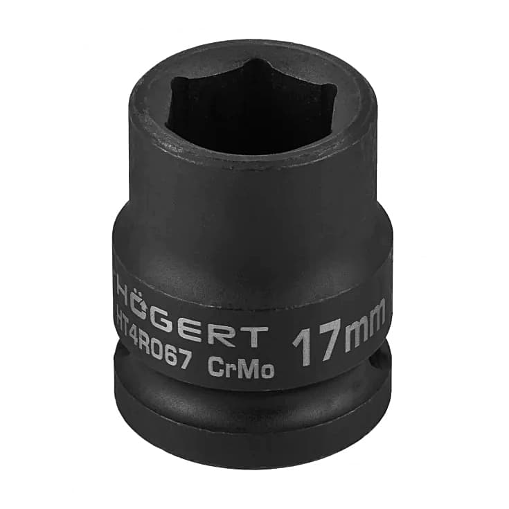 Hogert 17 mm 1/2" Sq. Drive Short Impact Socket, HT4R067