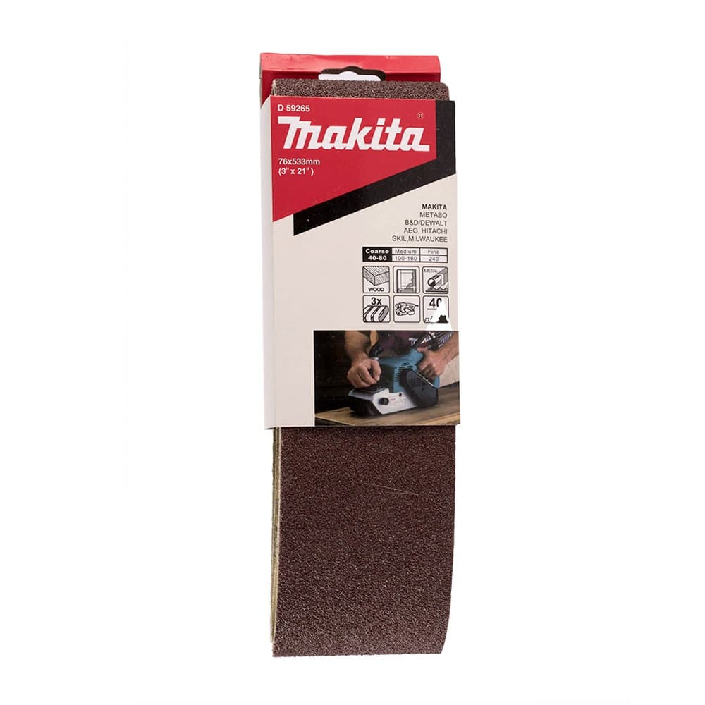 Makita 240 Grit / 100 x 610 mm Abrasive Sanding Belt (Pack Of 5 Pcs), P-36946