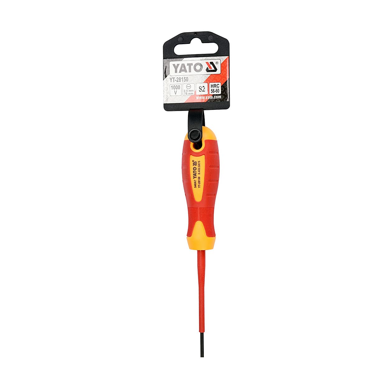 Yato 75 mm (Blade Length) x 2.5 mm (Blade Dia) Insulated Screw Driver, YT-28150