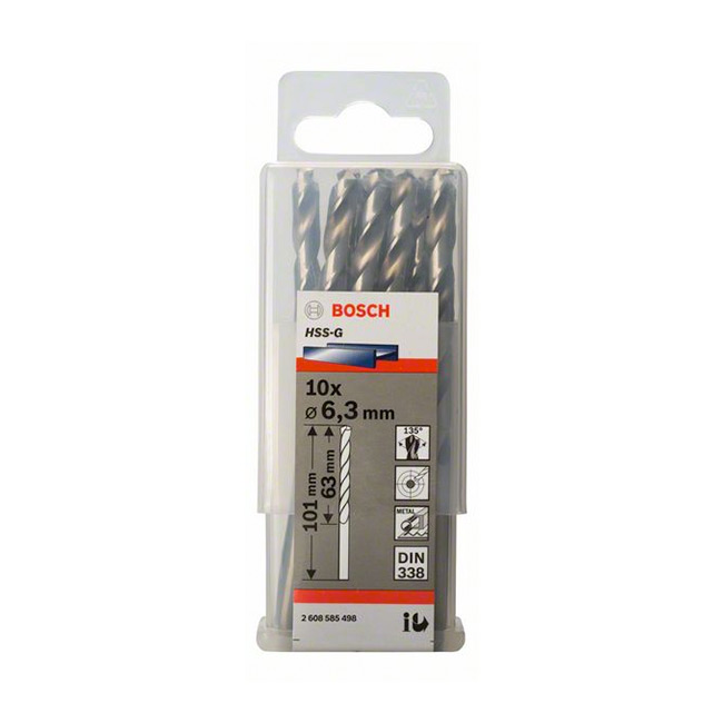Bosch 6.20 x 101 mm HSS Metal Drill Bits (Pack of 10 Pcs), 2 608 595 067 — view 2