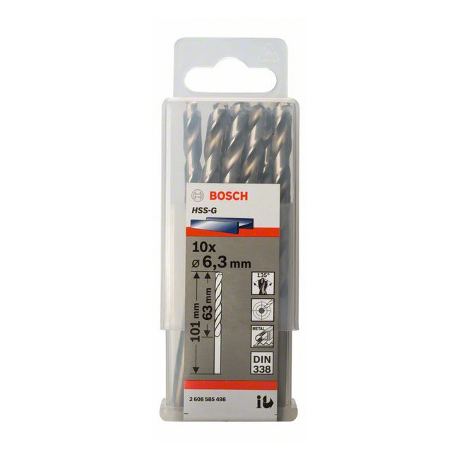Bosch 6.30 x 101 mm HSS Metal Drill Bits (Pack of 10 Pcs), 2 608 585 498 — view 2