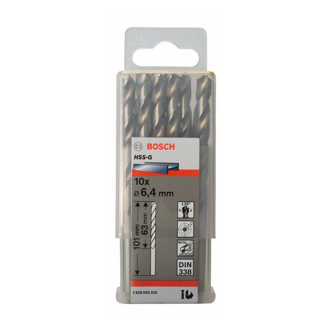 Bosch 6.40 x 101 mm HSS Metal Drill Bits (Pack of 10 Pcs), 2 608 595 335 — view 2