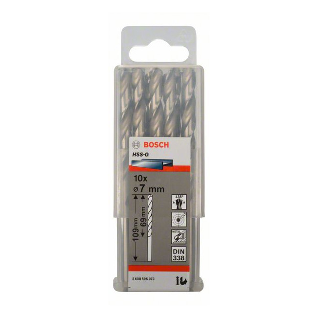Bosch 7.00 x 109 mm HSS Metal Drill Bits (Pack of 10 Pcs), 2 608 595 070 — view 2