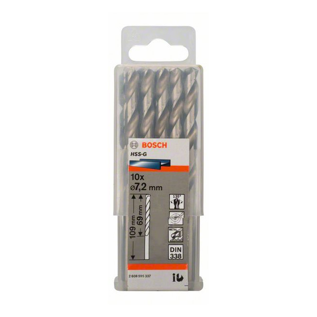 Bosch 7.20 x 109 mm HSS Metal Drill Bits (Pack of 10 Pcs), 2 608 595 337 — view 2