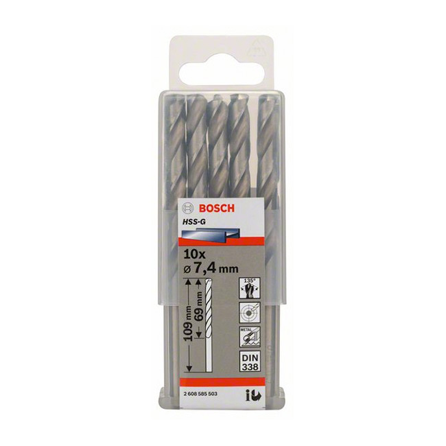 Bosch 7.40 x 109 mm HSS Metal Drill Bits (Pack of 10 Pcs), 2 608 585 503 — view 2