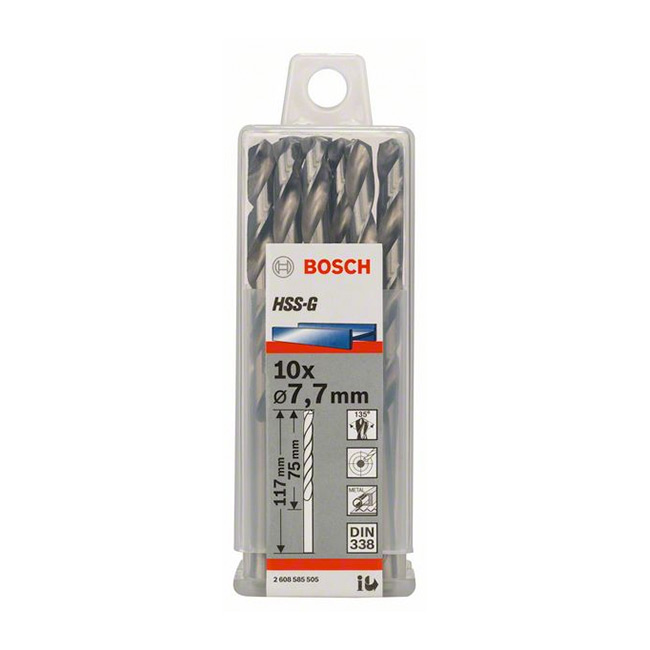 Bosch 7.70 x 117 mm HSS Metal Drill Bits (Pack of 10 Pcs), 2 608 585 505 — view 2