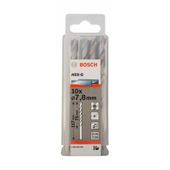 Bosch 7.80 x 117 mm HSS Metal Drill Bits (Pack of 10 Pcs), 2 608 585 506 — view 2