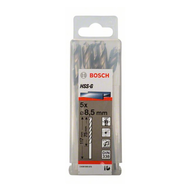 Bosch 8.50 x 117 mm HSS Metal Drill Bits (Pack of 5 Pcs), 2 608 595 073 — view 2