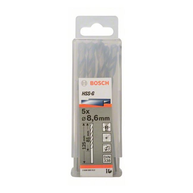 Bosch 8.60 x 125 mm HSS Metal Drill Bits (Pack of 5 Pcs), 2 608 585 512 — view 2