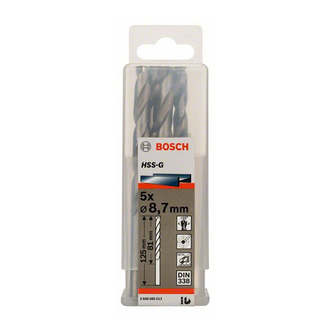 Bosch 8.70 x 125 mm HSS Metal Drill Bits (Pack of 5 Pcs), 2 608 585 513 — view 2