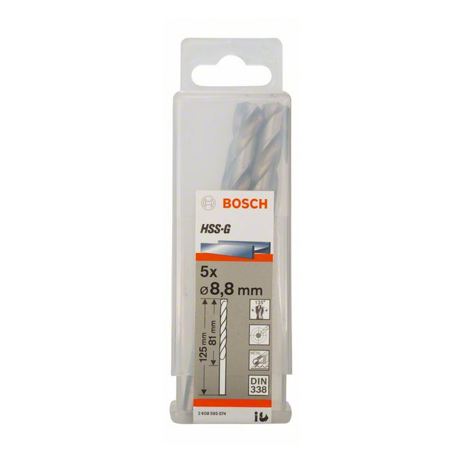 Bosch 8.80 x 125 mm HSS Metal Drill Bits (Pack of 5 Pcs), 2 608 595 074
