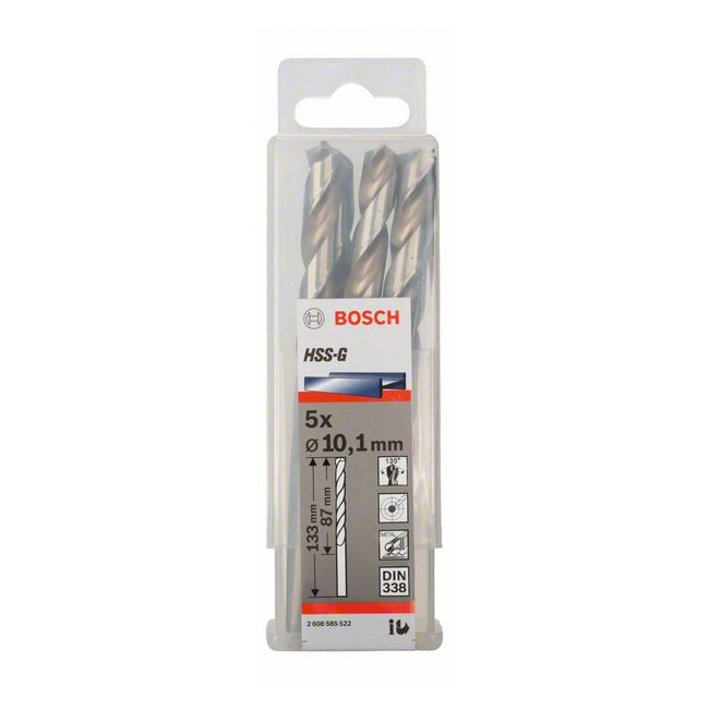 Bosch 10.10 x 133 mm HSS Metal Drill Bits (Pack of 5 Pcs), 2 608 585 522 — view 2