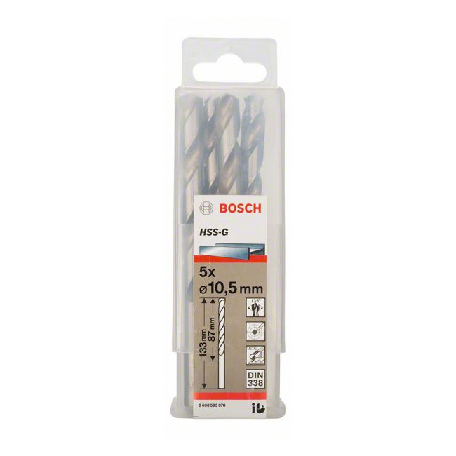 Bosch 10.50 x 133 mm HSS Metal Drill Bits (Pack of 5 Pcs), 2 608 595 078 — view 2