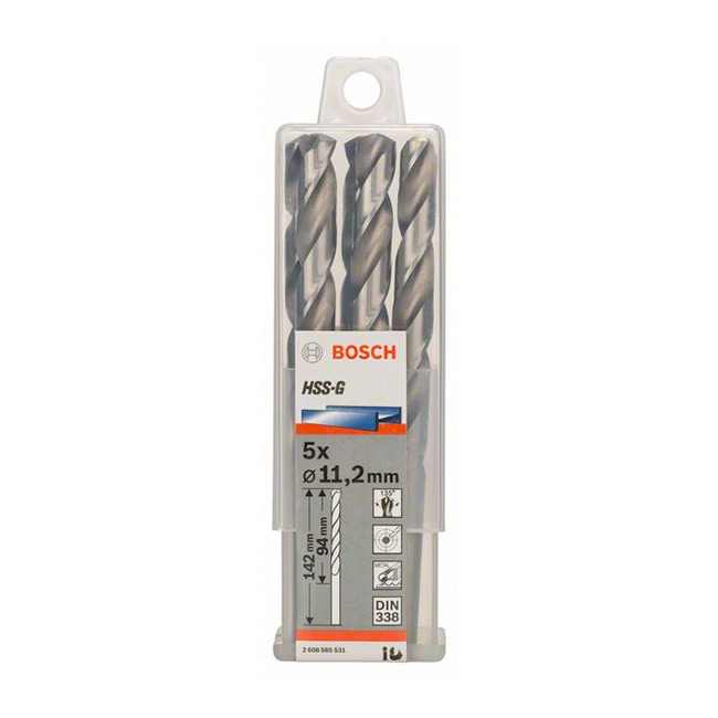 Bosch 11.20 x 142 mm HSS Metal Drill Bits (Pack of 5 Pcs), 2 608 585 531 — view 2