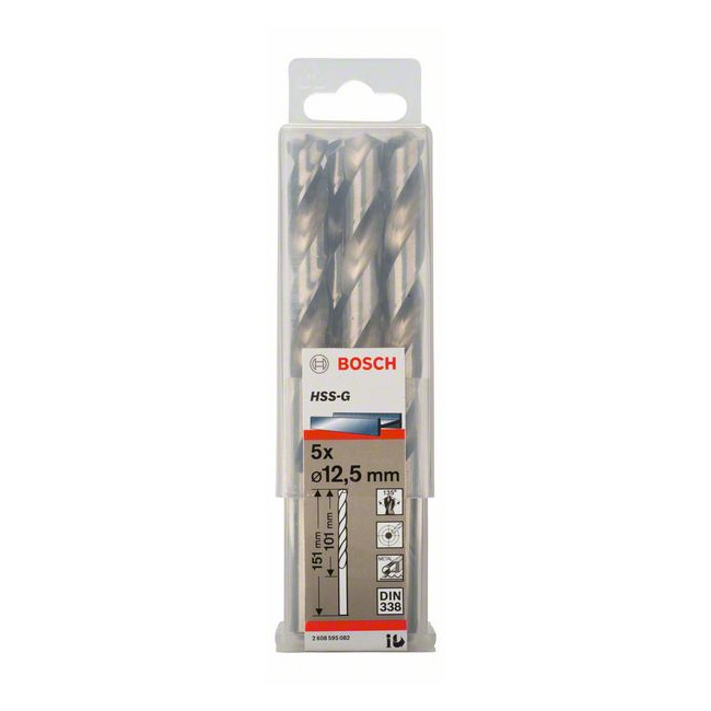 Bosch 12.50 x 151 mm HSS Metal Drill Bits (Pack of 5 Pcs), 2 608 595 082 — view 2
