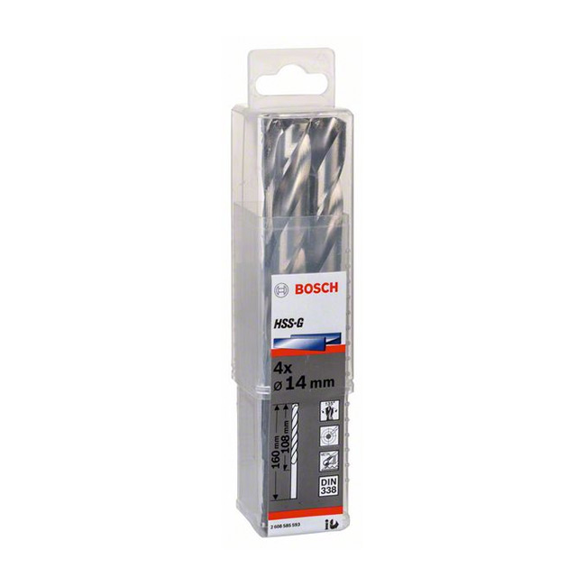 Bosch 14 x 160 mm HSS Metal Drill Bits (Pack of 4 Pcs), 2 608 585 593 — view 2